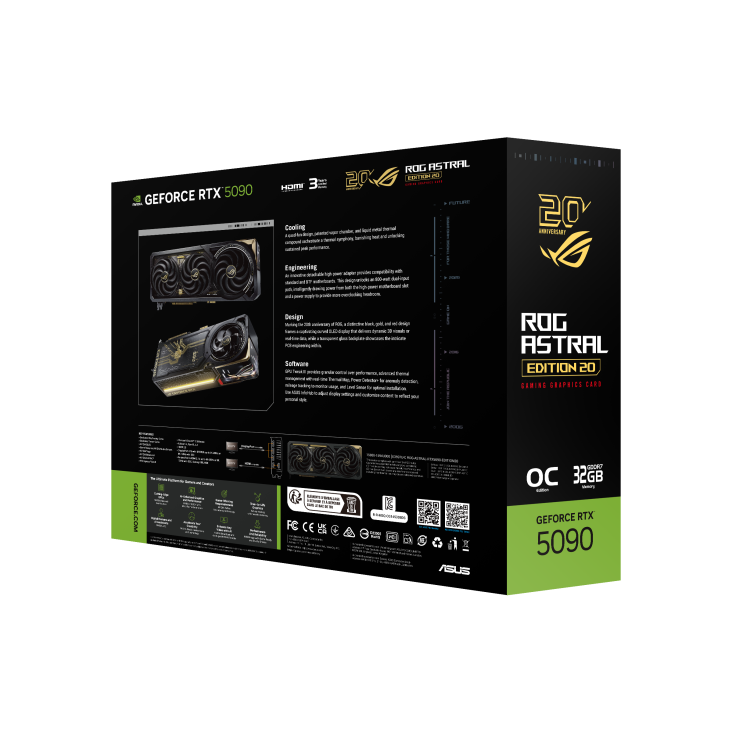 ASUS ROG 20th Anniversary Astral NVIDIA GeForce RTX 5090 32GB GDDR7 Graphics Card - Curved AMOLED Display / Edition 20