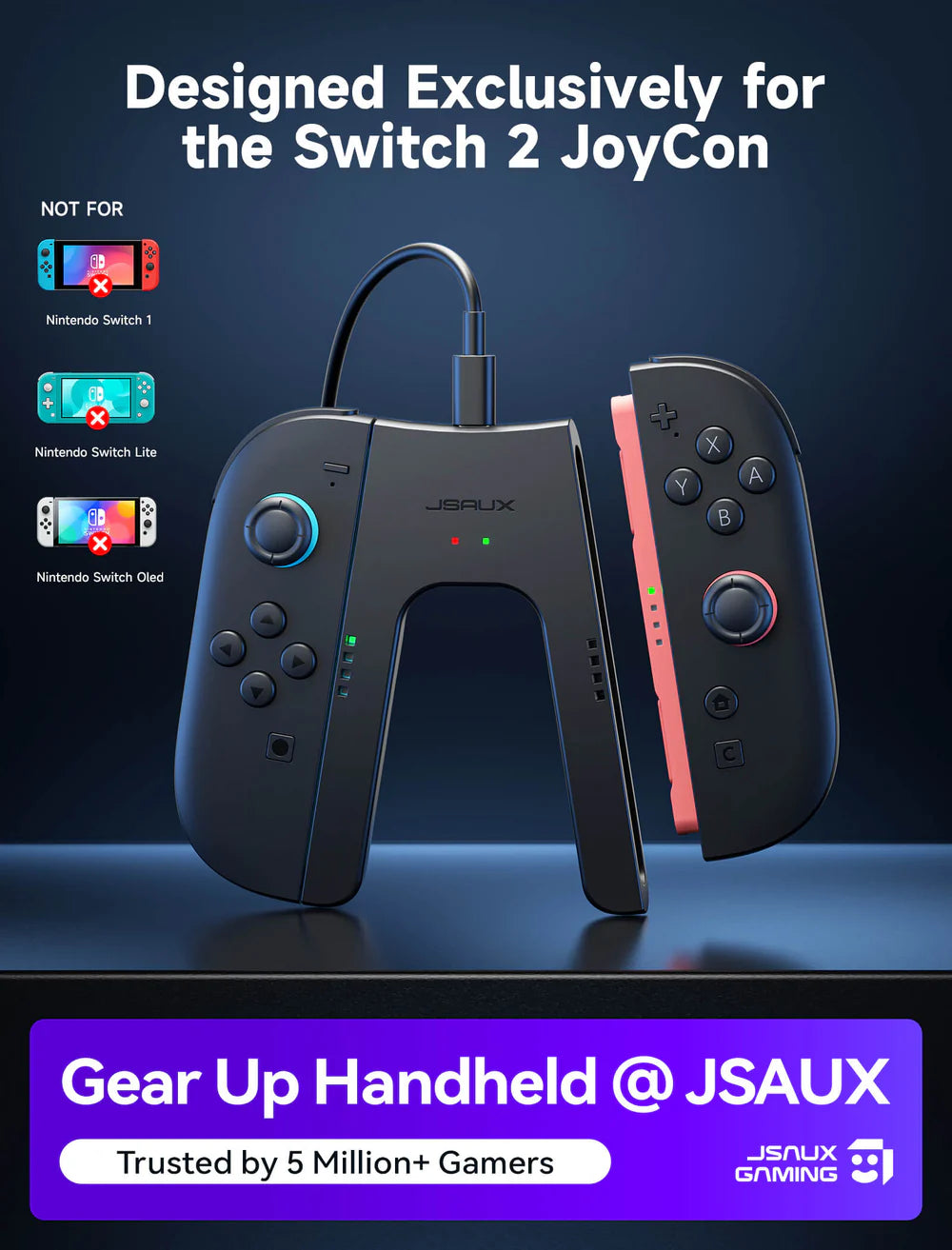 Official JSAUX JoyVerse Joy-Con Charging Grip for Nintendo Switch 2