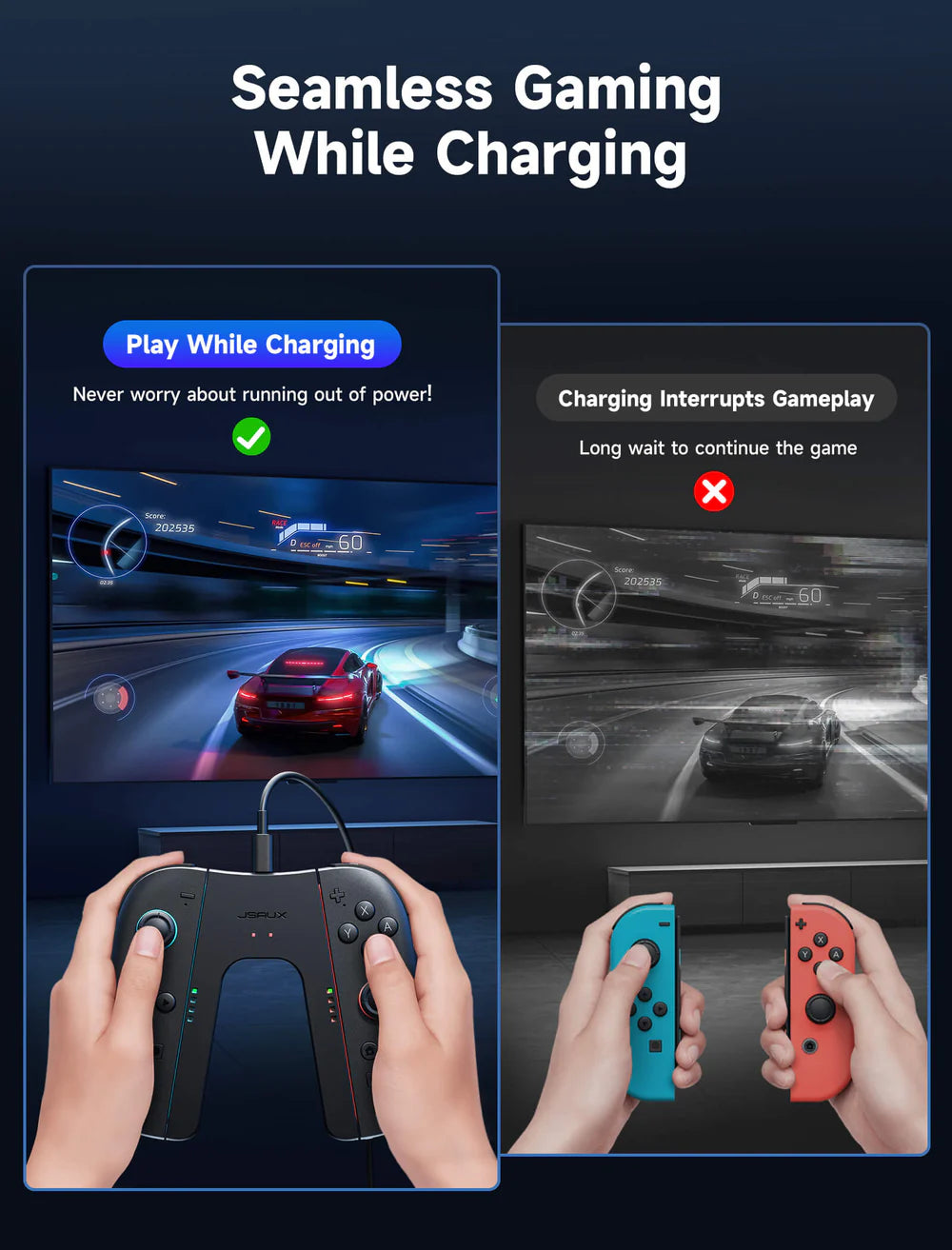 Official JSAUX JoyVerse Joy-Con Charging Grip for Nintendo Switch 2