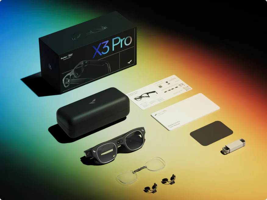 Official RayNeo X3 Pro AI + AR Smart Glasses - 43 inch transparent MicroLED display spatial computing