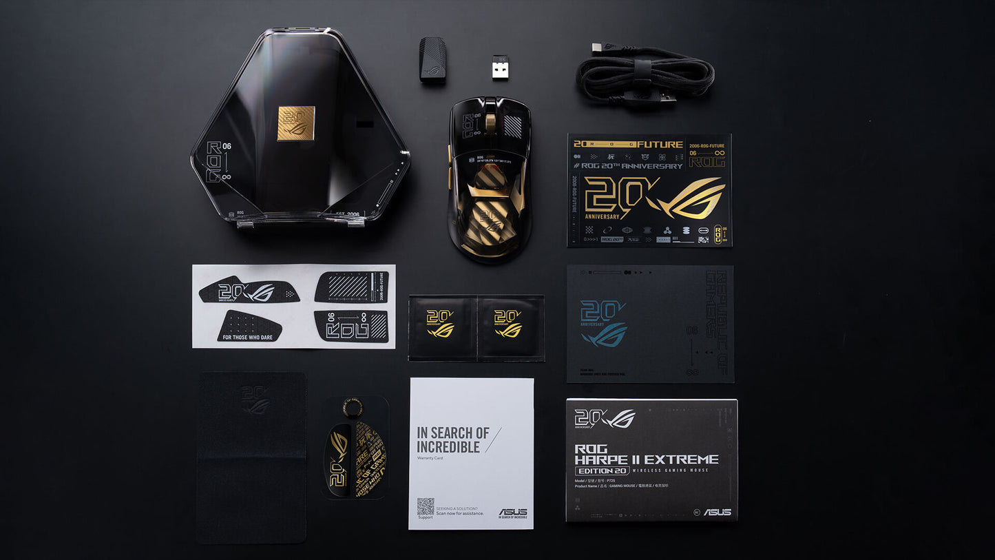 ASUS ROG Harpe II Extreme Edition 20 - Wireless Esports Gaming Mouse / 24K Gold Plated / Gold Black / 20th Anniversary 20 Years