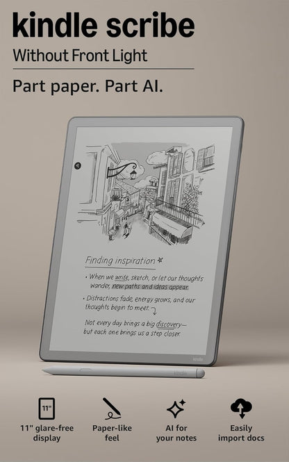 [2026] Amazon Kindle Scribe without Front Light 16GB (newest model) — 11” paper-like display — One notebook to replace them all — Write in notebooks, documents, and books. Includes Premium Pen - Graphite