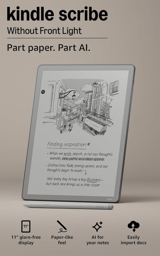 [2026] Amazon Kindle Scribe without Front Light 16GB (newest model) — 11” paper-like display — One notebook to replace them all — Write in notebooks, documents, and books. Includes Premium Pen - Graphite