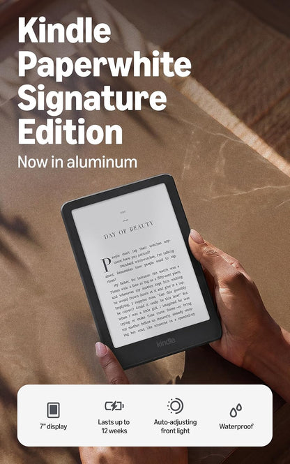 Amazon Kindle Paperwhite Signature Edition 32GB (newest model), Thinner, aluminium design, 7″ display, Auto-adjusting front light