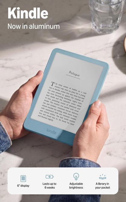 Official Amazon Kindle 32GB (all-new), thinner, new aluminum design, 6 display, without Lockscreen Ads, Alpine Sky Seaglass Green