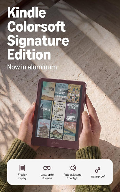 Amazon Kindle Colorsoft Signature Edition 32GB (newest model), Thinner, new aluminum design, 7 color display, Auto-adjusting front light, Fig Graphite