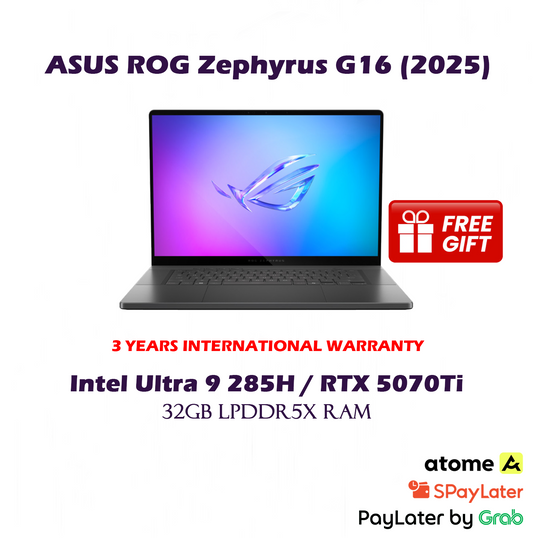 [2025] 2TB SSD ASUS ROG Zephyrus G16 16" OLED Gaming Laptop / Intel Ultra 9 285H / 32GB LPDDR5X RAM / RTX 5070Ti