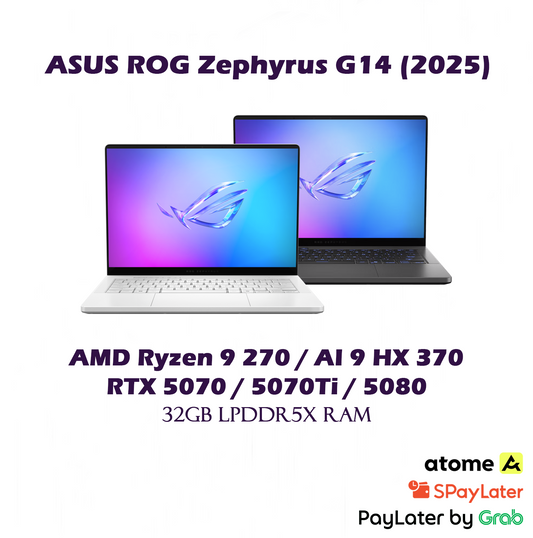 [2025] 1TB/2TB SSD ASUS ROG Zephyrus G14 14" OLED Gaming Laptop / AMD Ryzen 9 270 , AI 9 HX 370 / RTX 5070 5070Ti 5080