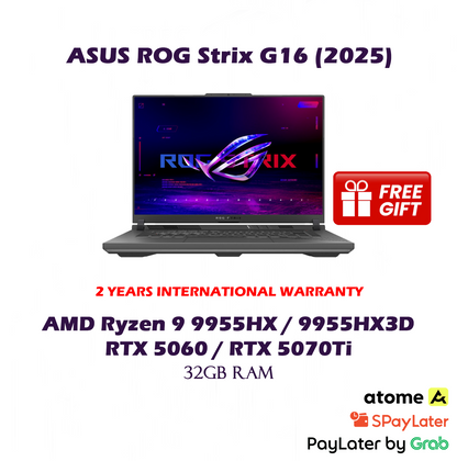 [2025] 1TB ASUS ROG Strix G16 16" Gaming Laptop AMD Ryzen 9 9955HX 9955HX3D / 32GB RAM / RTX 5060 5070Ti