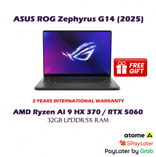 [2025] 1TB SSD ASUS ROG Zephyrus G14 14" OLED Gaming Laptop / AMD Ryzen AI 9 HX 370 / 32GB LPDDR5X RAM / RTX 5060