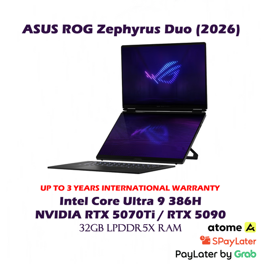 [2026] 1TB SSD ASUS ROG Zephyrus Duo OLED Gaming Laptop / Intel Ultra 9 386H / 32GB LPDDR5X RAM / RTX 5070Ti 5090
