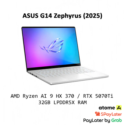 [2025] 1TB SSD ASUS ROG Zephyrus G14 14" OLED Gaming Laptop / AMD Ryzen AI 9 HX 370 / RTX 5070Ti