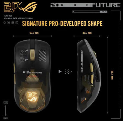 ASUS ROG Harpe II Extreme Edition 20 - Wireless Esports Gaming Mouse / 24K Gold Plated / Gold Black / 20th Anniversary 20 Years