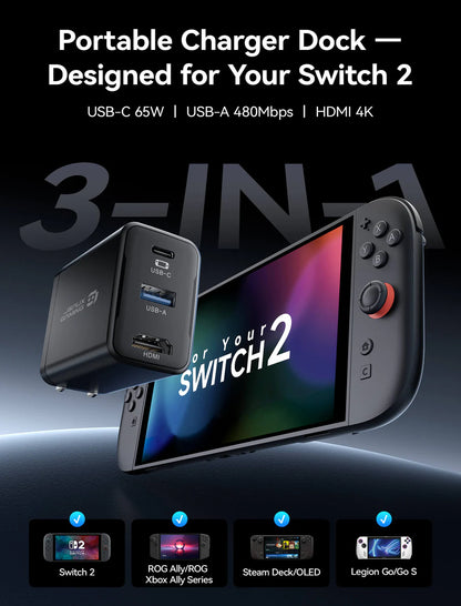 JSAUX OmniCentro Charger Dock - Nintendo Switch 2 / OLED / ASUS ROG XBOX ALLY X / Lenovo Legion Go S / Go 2 / Steam Deck