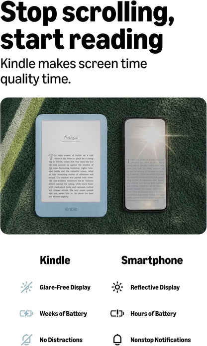 Official Amazon Kindle 32GB (all-new), thinner, new aluminum design, 6 display, without Lockscreen Ads, Alpine Sky Seaglass Green