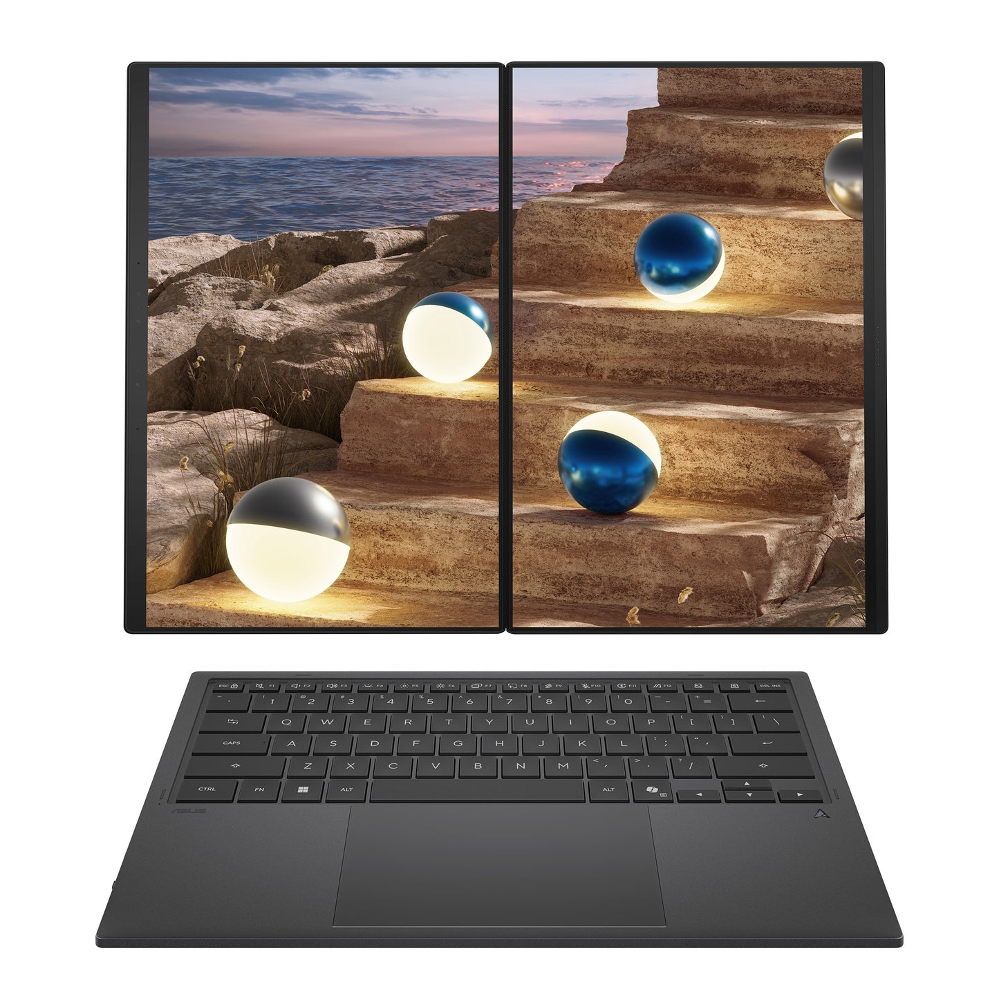 [2026] 1TB SSD ASUS Zenbook DUO 3K 14" OLED Touch Screen Laptop / Intel Core Ultra 9 386H / 32GB RAM - Moher Gray