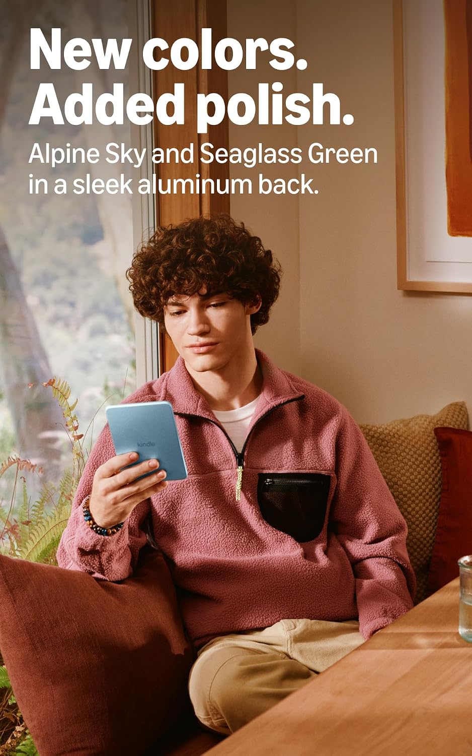 Official Amazon Kindle 32GB (all-new), thinner, new aluminum design, 6 display, without Lockscreen Ads, Alpine Sky Seaglass Green