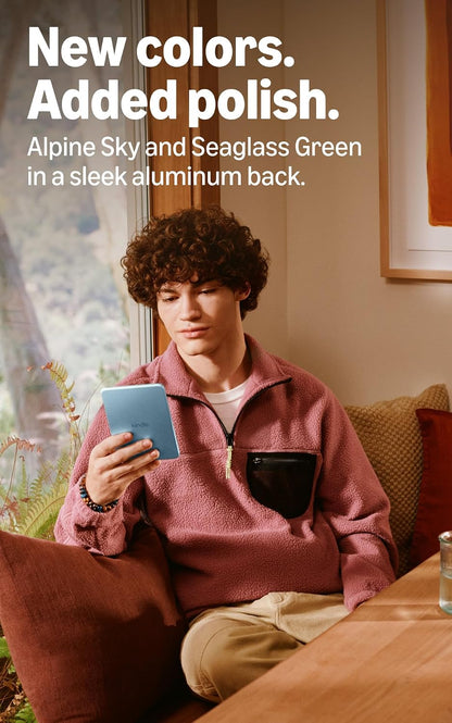 Official Amazon Kindle 32GB (all-new), thinner, new aluminum design, 6 display, without Lockscreen Ads, Alpine Sky Seaglass Green