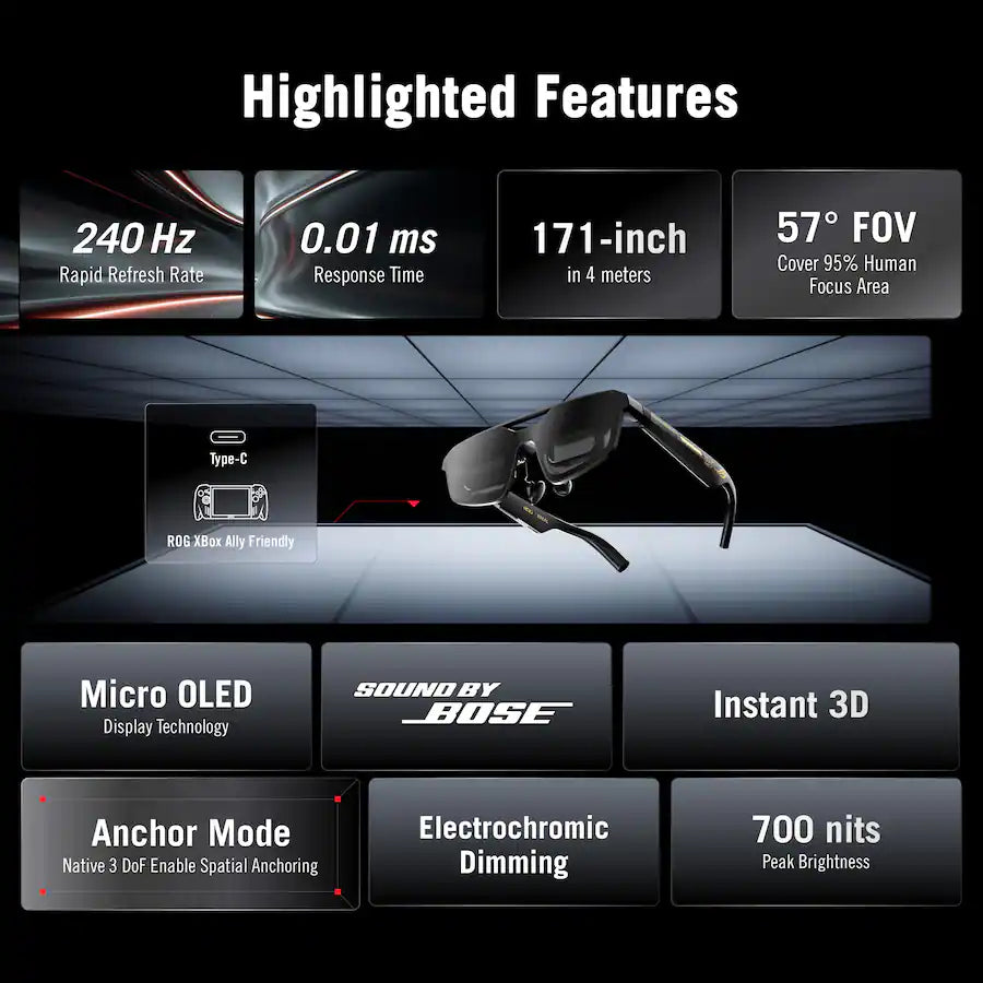 ASUS ROG XREAL R1 Edition 20 Gaming AR Glasses for ROG Ally , PC and Console - 20th Anniversary