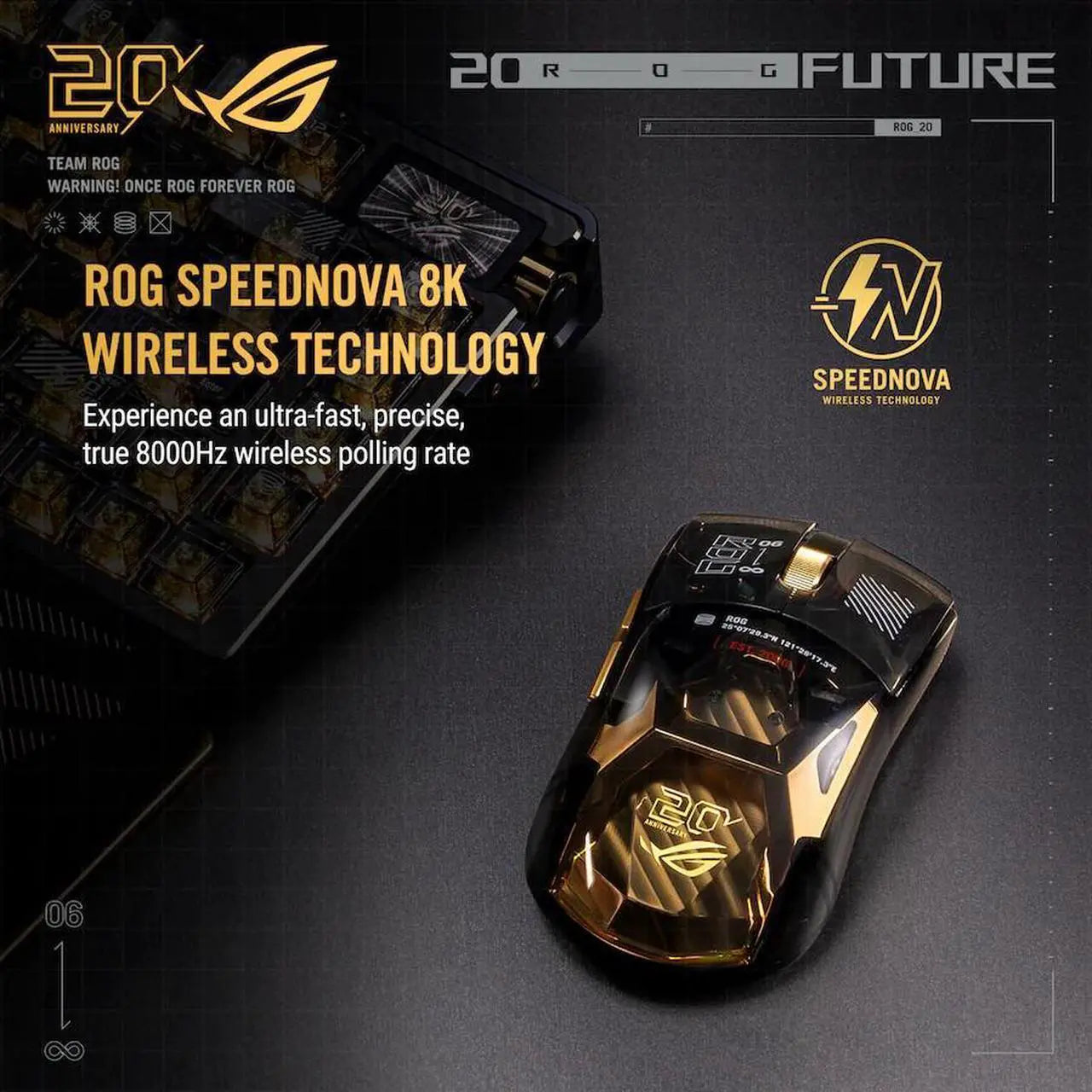ASUS ROG Harpe II Extreme Edition 20 - Wireless Esports Gaming Mouse / 24K Gold Plated / Gold Black / 20th Anniversary 20 Years