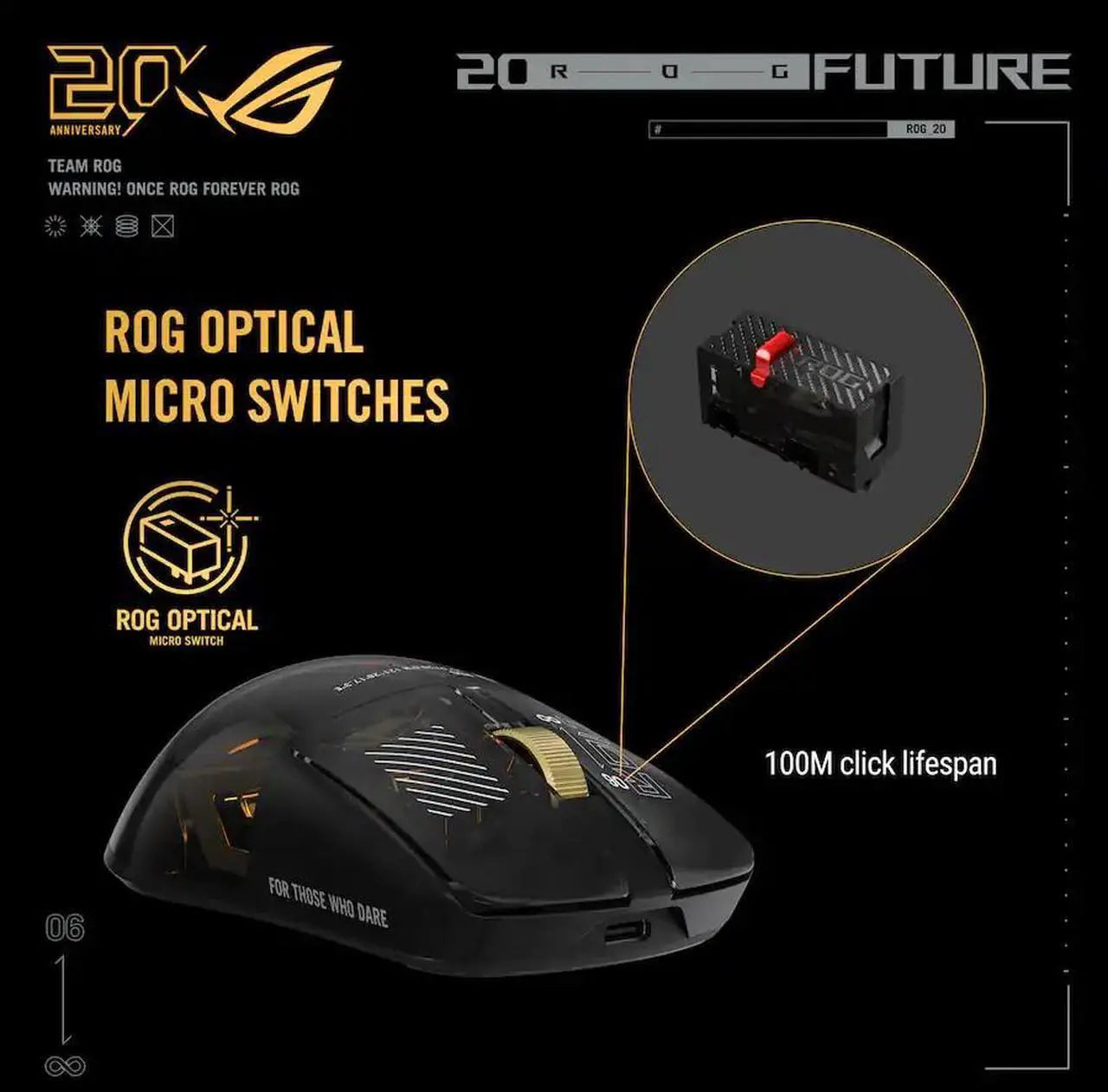 ASUS ROG Harpe II Extreme Edition 20 - Wireless Esports Gaming Mouse / 24K Gold Plated / Gold Black / 20th Anniversary 20 Years