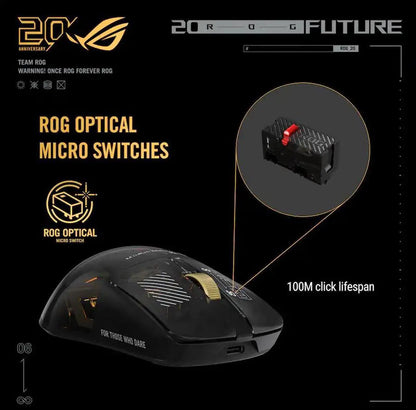 ASUS ROG Harpe II Extreme Edition 20 - Wireless Esports Gaming Mouse / 24K Gold Plated / Gold Black / 20th Anniversary 20 Years