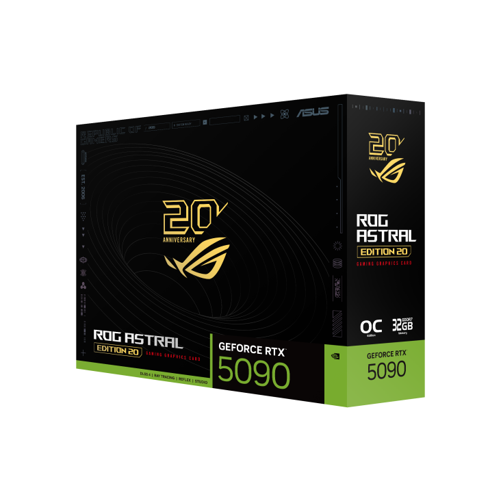 ASUS ROG 20th Anniversary Astral NVIDIA GeForce RTX 5090 32GB GDDR7 Graphics Card - Curved AMOLED Display / Edition 20