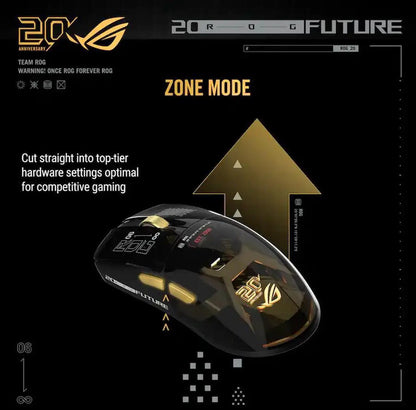 ASUS ROG Harpe II Extreme Edition 20 - Wireless Esports Gaming Mouse / 24K Gold Plated / Gold Black / 20th Anniversary 20 Years