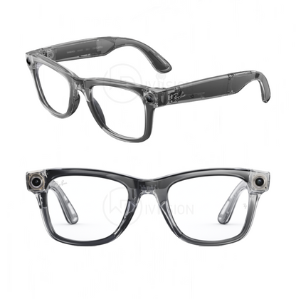 Shiny Transparent Grey Ray-Ban Meta Wayfarer Standard Large ( Gen 2 ) - Clear Polarized Transitions lens