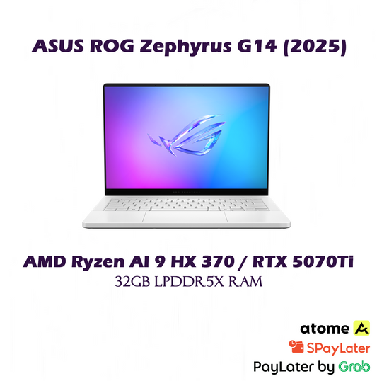 [2025] 1TB SSD ASUS ROG Zephyrus G14 14" OLED Gaming Laptop / AMD Ryzen AI 9 HX 370 / RTX 5070Ti