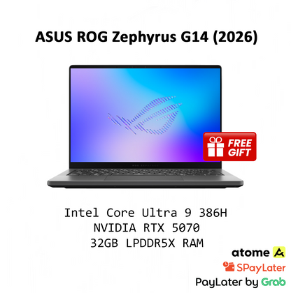 [2026] 1TB SSD ASUS ROG Zephyrus G14 14" OLED Gaming Laptop / Intel Ultra 9 386H / 32GB LPDDR5X RAM / RTX 5070