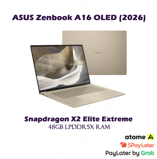 [2026] 1TB SSD ASUS Zenbook A16 16" 3K OLED Touch Screen Laptop / Snapdragon X2 Elite Extreme / 48GB RAM Zabriskie Beige