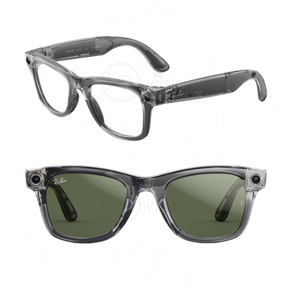 Shiny Transparent Grey Ray-Ban Meta Wayfarer Standard Large ( Gen 2 ) - Clear Polarized Transitions lens