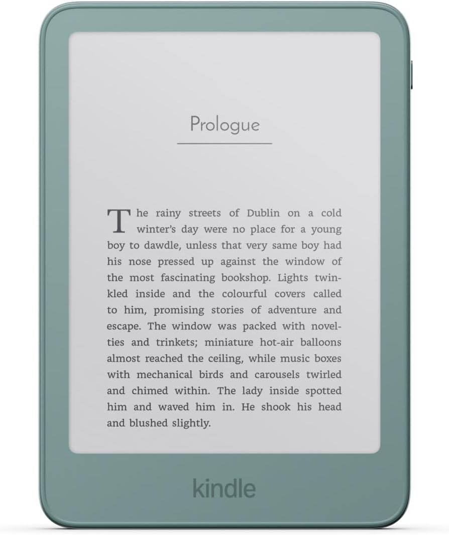 Official Amazon Kindle 32GB (all-new), thinner, new aluminum design, 6 display, without Lockscreen Ads, Alpine Sky Seaglass Green