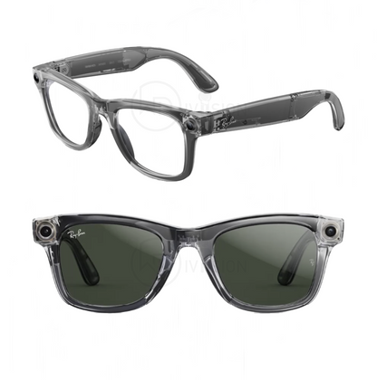 Shiny Transparent Grey Ray-Ban Meta Wayfarer Standard Large ( Gen 2 ) - Clear Polarized Transitions lens