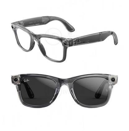 Shiny Transparent Grey Ray-Ban Meta Wayfarer Standard Large ( Gen 2 ) - Clear Polarized Transitions lens