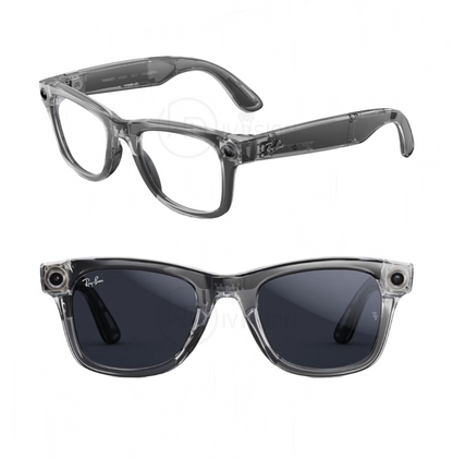 Shiny Transparent Grey Ray-Ban Meta Wayfarer Standard Large ( Gen 2 ) - Clear Polarized Transitions lens