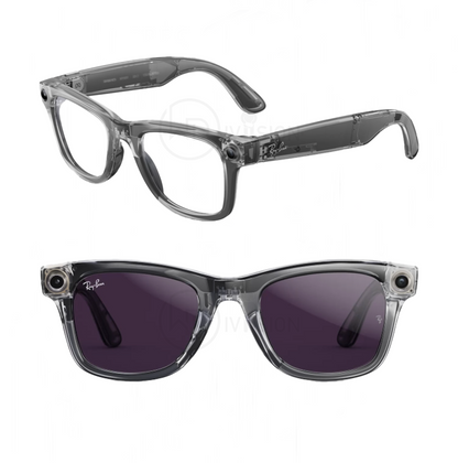 Shiny Transparent Grey Ray-Ban Meta Wayfarer Standard Large ( Gen 2 ) - Clear Polarized Transitions lens