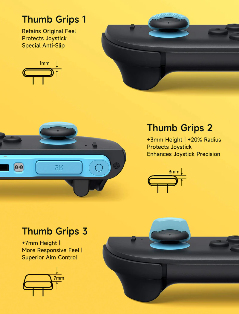 Official JSAUX Multi-Mode Joystick Cap and Thumb Grip with Lever Guard Set for Nintendo Switch 2