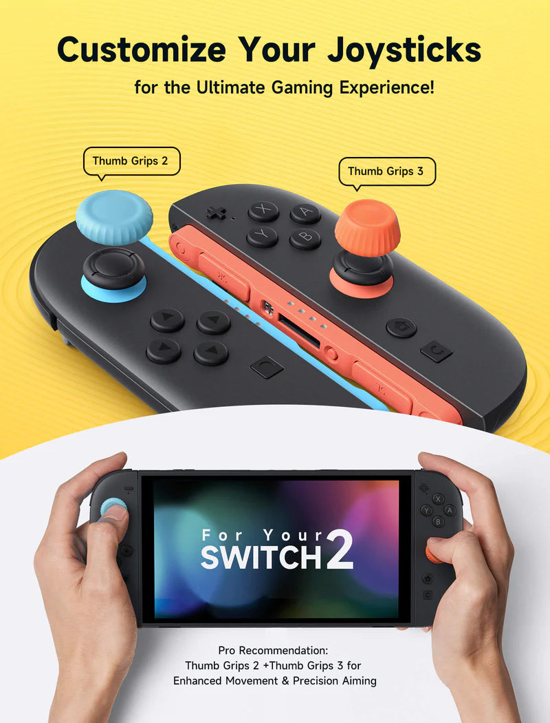 Official JSAUX Multi-Mode Joystick Cap and Thumb Grip with Lever Guard Set for Nintendo Switch 2