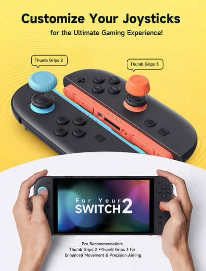 Official JSAUX Multi-Mode Joystick Cap and Thumb Grip with Lever Guard Set for Nintendo Switch 2