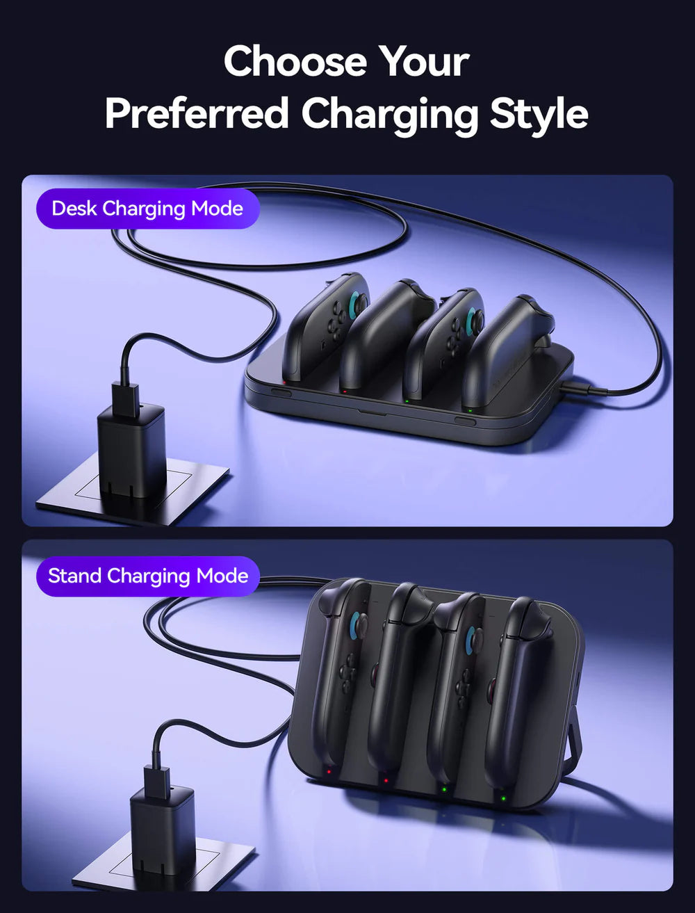 Official JSAUX Joy-Con Portable Charging Station for Nintendo Switch 2