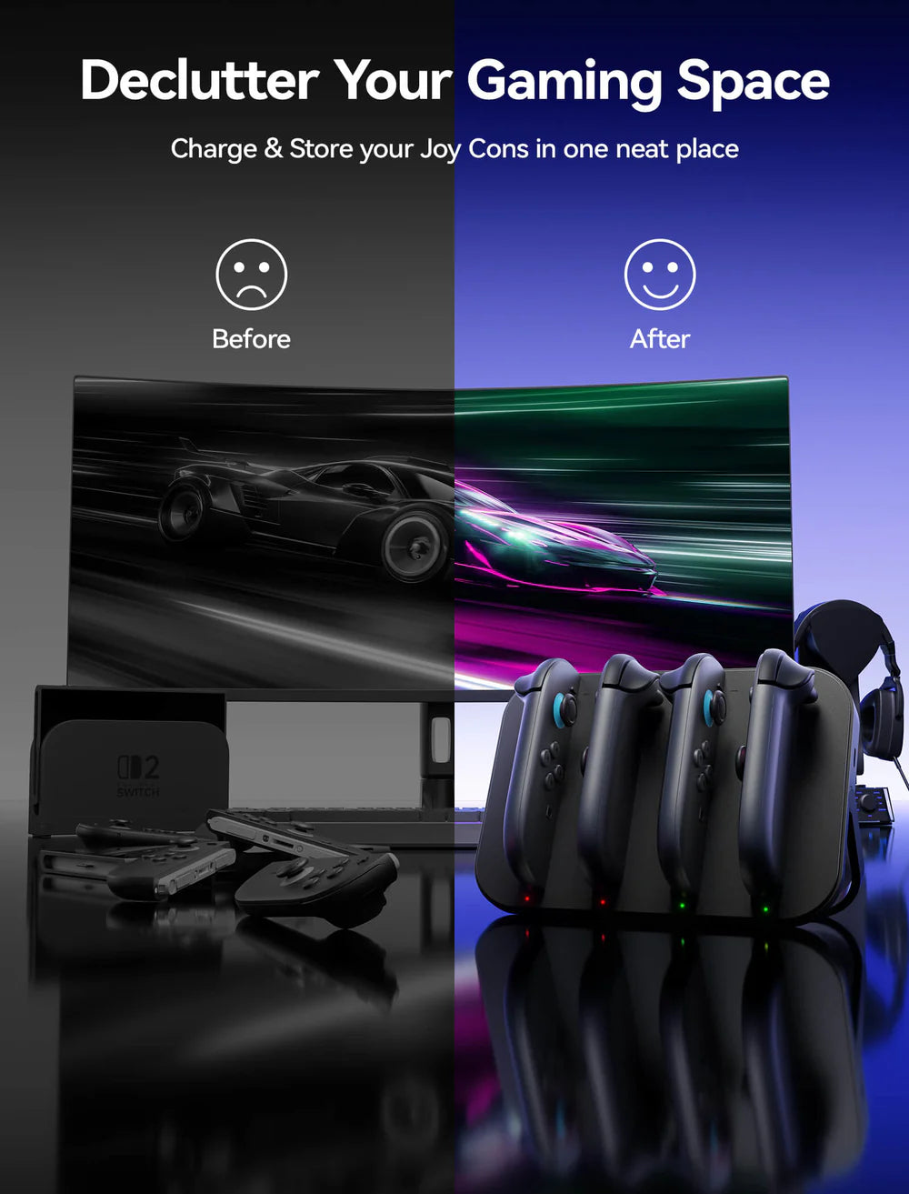 Official JSAUX Joy-Con Portable Charging Station for Nintendo Switch 2