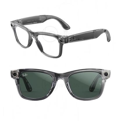 Shiny Transparent Grey Ray-Ban Meta Wayfarer Standard Large ( Gen 2 ) - Clear Polarized Transitions lens