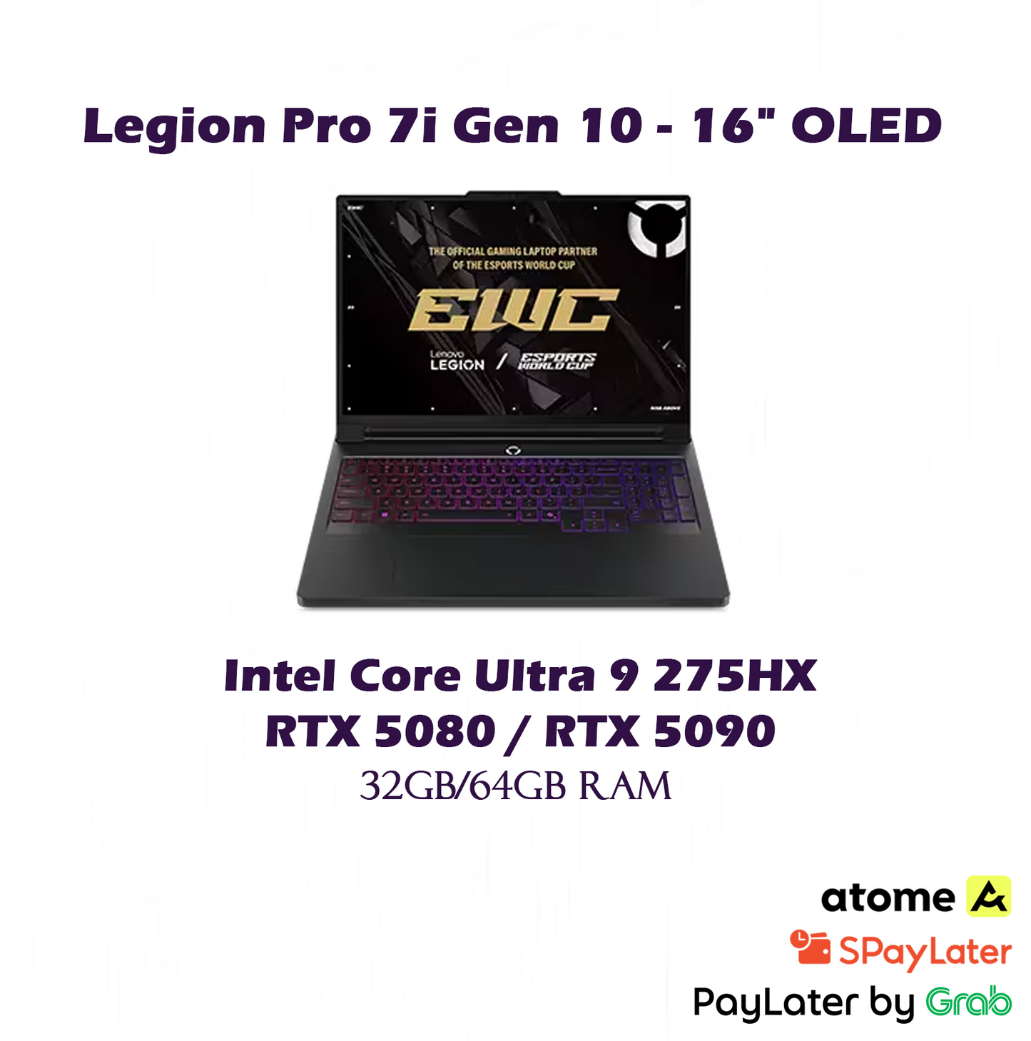 [2025] 2TB SSD Legion Pro 7i Gen 10 16" OLED Gaming Laptop / Intel Core Ultra 9 275HX / RTX 5080 5090 / 32GB 64GB RAM