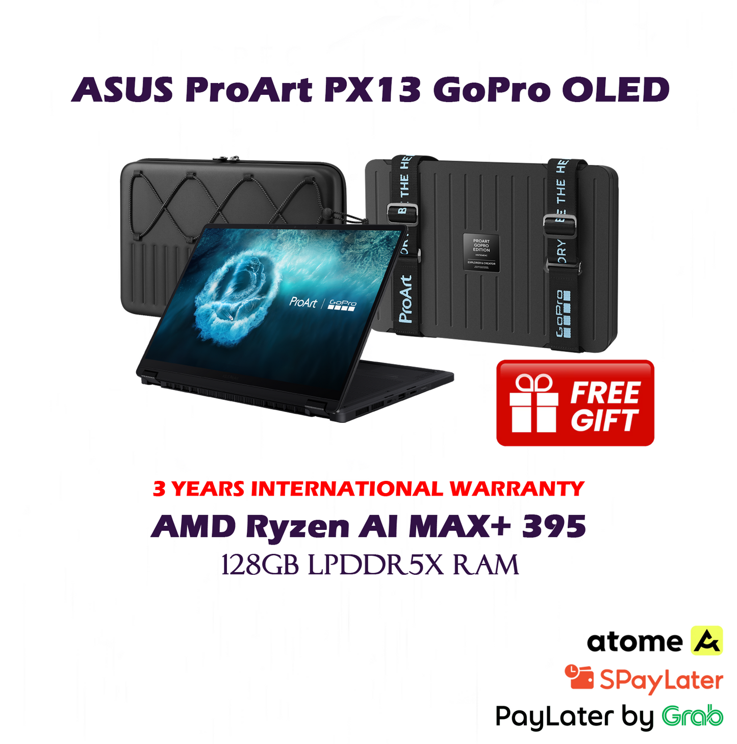 [2026] 1TB ASUS ProArt PX13 GoPro 3K OLED Touch Screen Laptop - 128GB LPDDR5X RAM / AMD Ryzen AI MAX+ 395