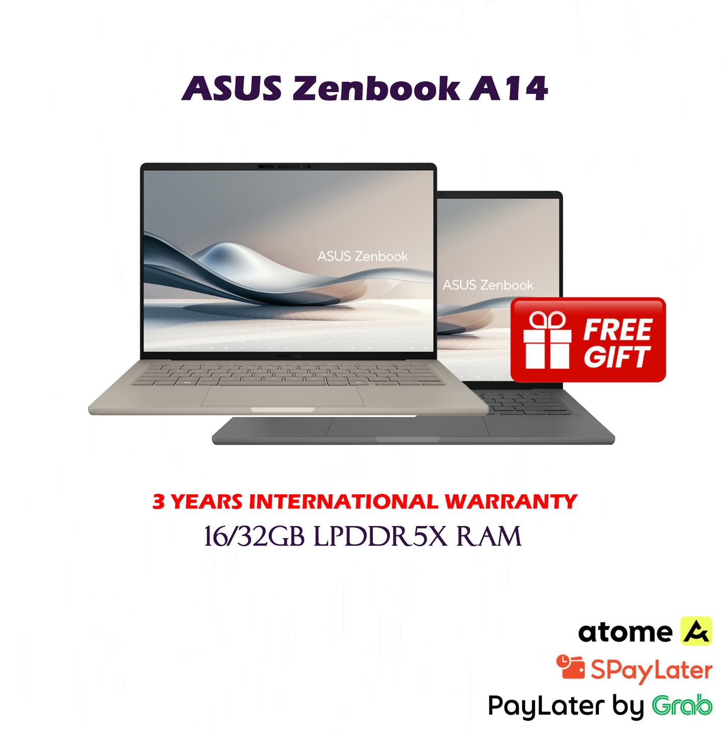 ASUS Zenbook A14 Laptop / 16 32GB LPDDR5X RAM / Snapdragon X X1 26 100 / Snapdragon X Elite X1E 78 100