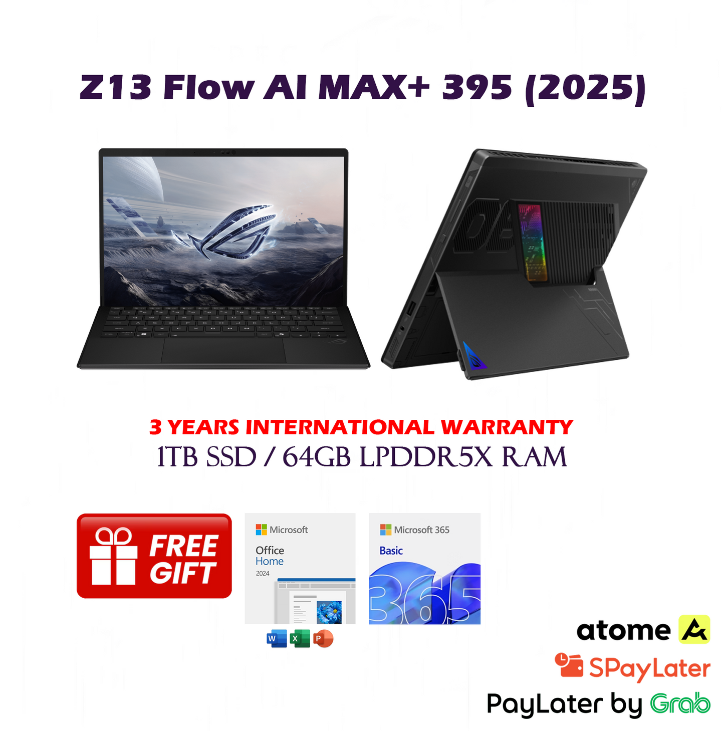 [SG Warranty] ASUS ROG Flow Z13 2025 GZ302 Gaming Laptop - AMD Ryzen AI MAX+ 395 / 64GB LPDDR5X RAM / Wi-Fi 7 / 1TB SSD